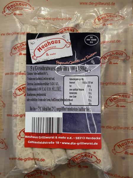 Gyros Bratwurst 100 g, 5 Stück vac.